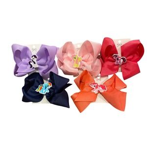 5pc My Little Pony Grosgrain Ribbon Hair Bows Alligator Clips Kids Accessories